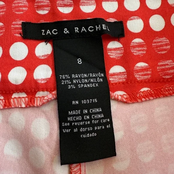 Zac & Rachel Coral White Polka Dot Skort Pockets Stretch 8 Casual Activewear - Picture 5 of 5
